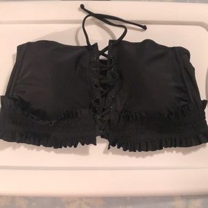 XL LACE UP BLACK LIGHTWEIGHT SWIM TOP. To me I’m styling as a bra. UNDER SEETHRU